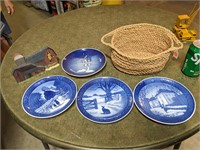 Royal Copenhagen Plates, Basket, & Peanut Barn
