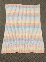 Hand Knit Crochet Baby Afgan Blanket 46in by 32in