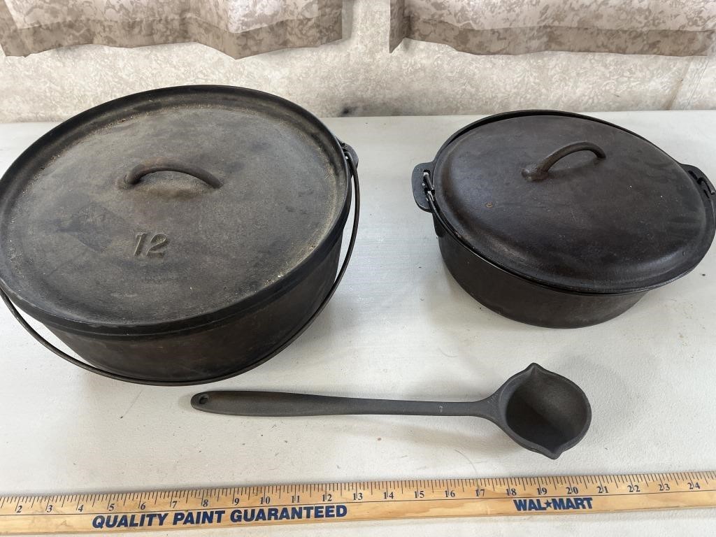 # 12 & 5qrt Cast Iron Dutch ovens w/ Ladle