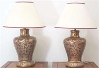 Pair large modern designer ceramic table lamps