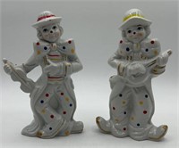 Vintage Porcelain Polka Dot Clown Statues