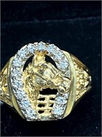 MEN 14KT Y/GOLD DIAMOND HORSESHOE RING