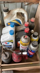 Oil cans, various motor oil.