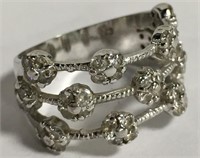 Sterling Silver Ring With Clear Stones