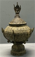 Thai Tibetan Bronze Incense Burner Offering Jar