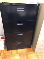 Black metal filing cabinet