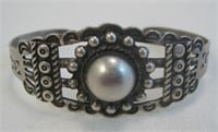 Navajo Coin Silver Turquoise Bracelet - Hallmarked