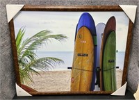 Let’s Go Surfing Board Picture Framed In Wood