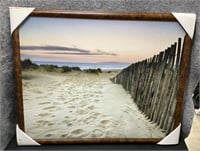 Down To The Beach Board Picture Framed In Wood