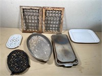 Tappan griddle, cast iron registers & trivets & mo