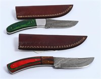 2 Hand Made Damascus Steel Fixed Blade Knives