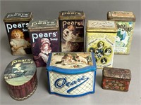 Large Collection of Vintage Pears Soap Tins