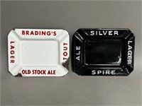 Pair of Enamel Beer Advertising Pub Ashtrays