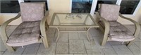 J - PAIR OF PATIO CHAIRS & TABLE