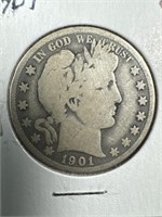 1901 Silver Barber Half-Dollar
