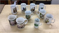 Norman Rockwell Cups (4), Currier & Ives Cups (2)