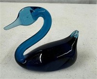 Blue Glass Swan Decor