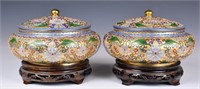 A Pair of Cloisonne Cover Boxes with Stands