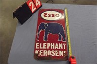 PORCELAIN ESSO ELEPHANT KEROSENE SIGN 24" X 12"