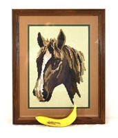 Vintage Framed Horse Needle Point