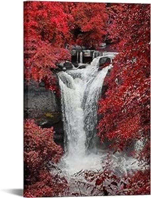 Red Waterfall Canvas Wall Art Decor