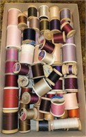 ASSTD VTG SPOOLS OF THREAD #5, PINK, PURPLE, OTHER