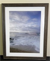 Beach Scape w/ Stormy Clouds Framed Picture