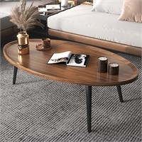 ANS_HOME Walnut Oval Coffee Table - 31.5"
