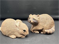 Sandcast raccoon & bunny