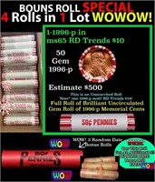 THIS AUCTION ONLY! BU Shotgun Lincoln 1c roll, 199