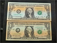(2) $1 Dollar Star Notes