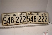 Set of 1964 Ontario Lic. Plates