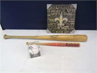 (4) Baseball Bats/Baseball/Saints Plaque