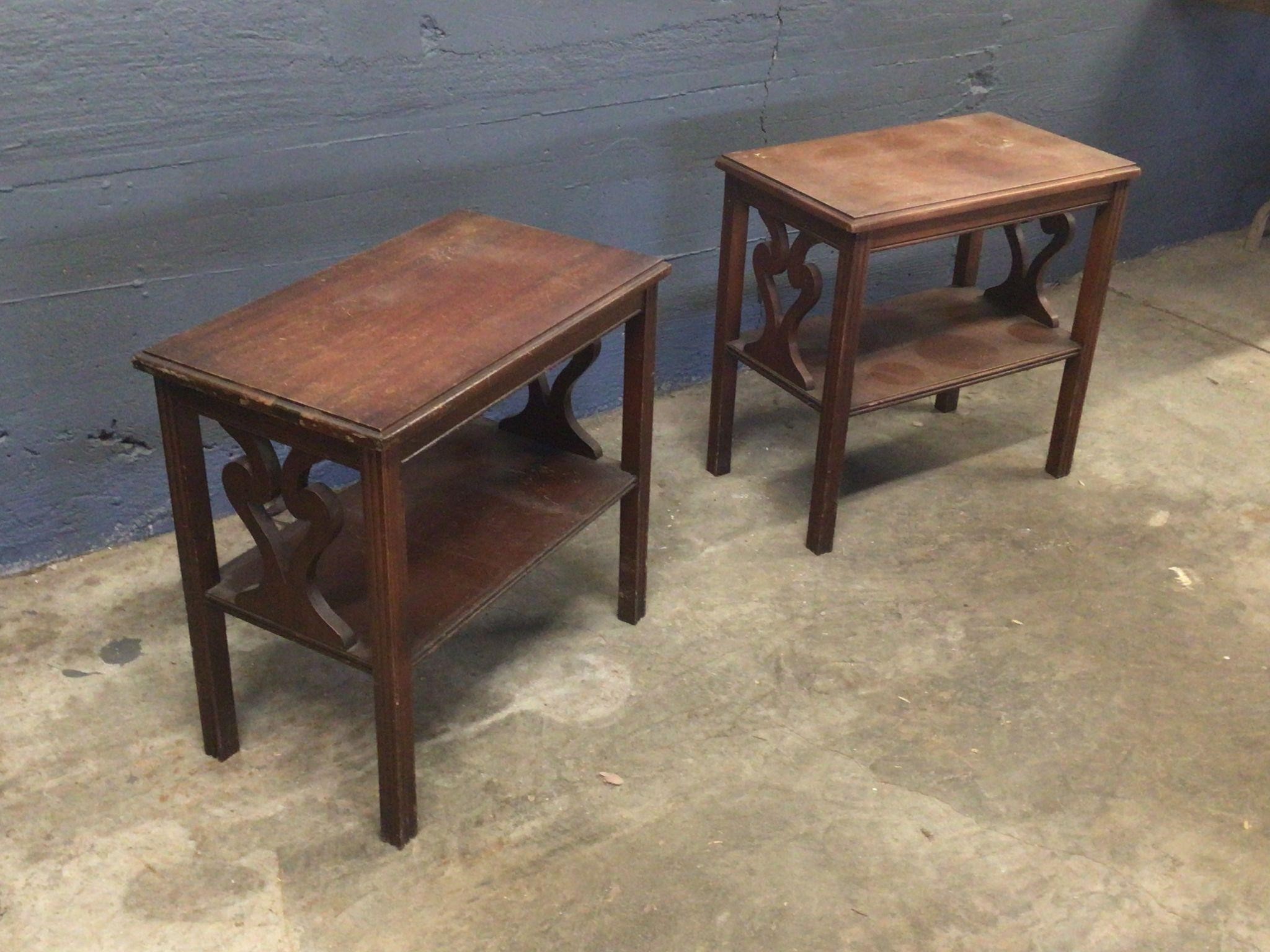 2 MATCHING WOOD STANDS