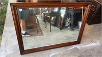 Large Mahogany Mirror with Beaded Trim