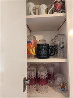 Retro Drinking Glasses. 2 cupboards.