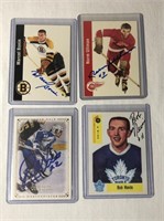 4 Vintage Autographed Hockey Cards