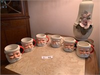 (6) Vintage Santa Face Mugs Japan