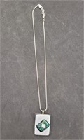 Fused glass necklace w/ dichro & 18" chain