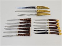 SHEFFIELD STEAK KNIVES & CARVING SET - BAKELITE