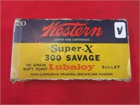 (V) Vintage Ammo & Box Western 300 Savage Super-X