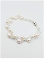 Base Metal Natural Freshwater Pearl Bracelet with