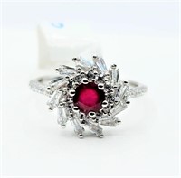 Sterling Silver 4.6mm Natural Enhanced Ruby