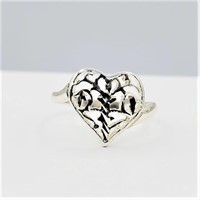 Sterling Silver Filigree heart Ring, retail