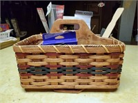 Amish basket, paint brushes, punches, clothespins