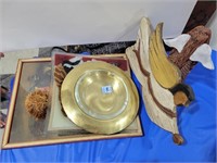 GLASS PLATE, ASHTRAY, FOLKART PRINT, ETC.