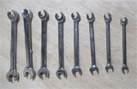(8) Snap-On double open end wrenches. Sizes range