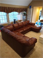 3 PC Leather Sectional (Brown/Burgundy) Upstairs