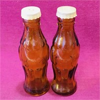 Amber Glass Coca-Cola Salt & Pepper Shakers