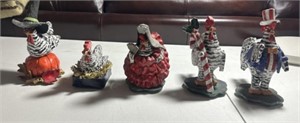 5 Ceramic Chicken Figures